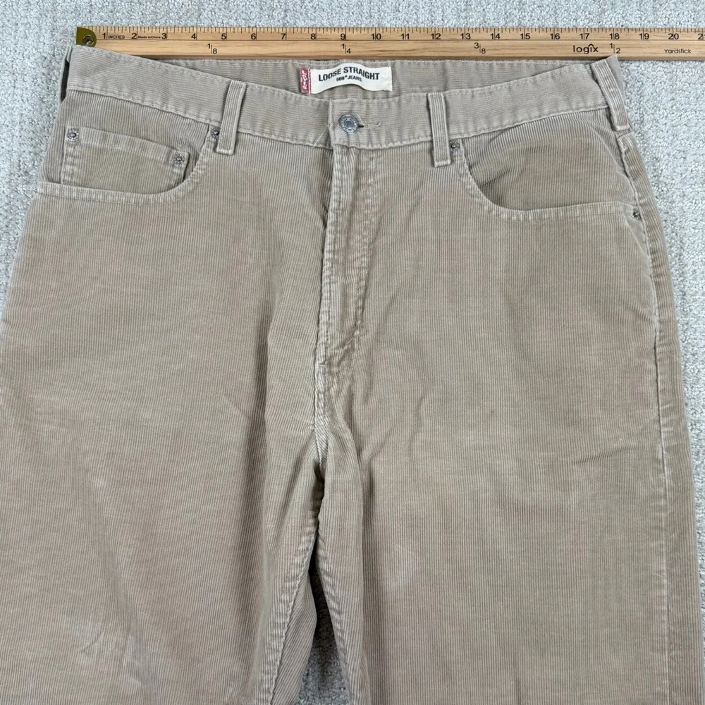 Levi's 569 Mens 36x34 Beige Loose Fit Straight Leg Corduroy Pants Baggy Y2K